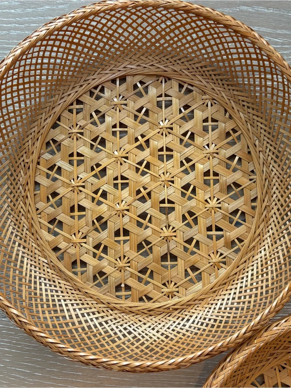 Natural Woven Rattan Round Basket Set - Brown